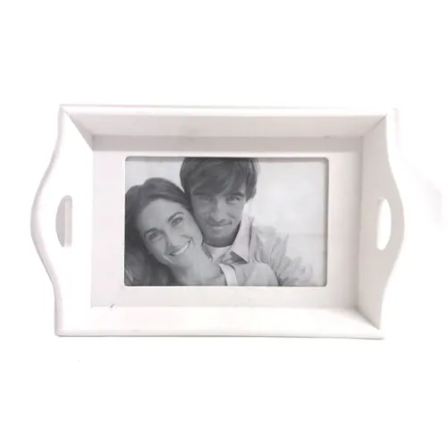 Houten Dienblad met foto wit